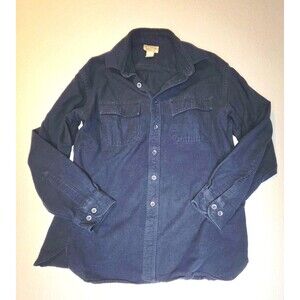 LL Bean Men’s Chamois Button Up Shirt Flannel Blue Large Traditional Fit